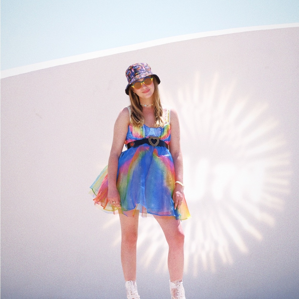 Club Exx Shimmery Multi-Color Slip Dress - Blue, Purple, Green